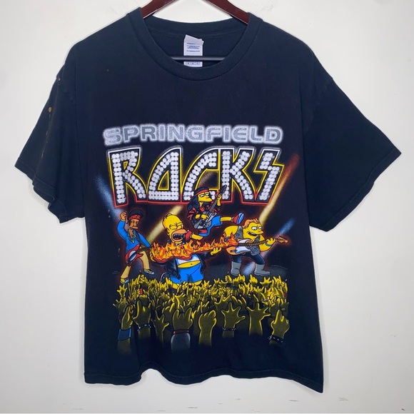 Vintage 2005 The Simpsons XL Springfield Rocks Band Graphic T-Shirt in Black - Picture 9 of 9